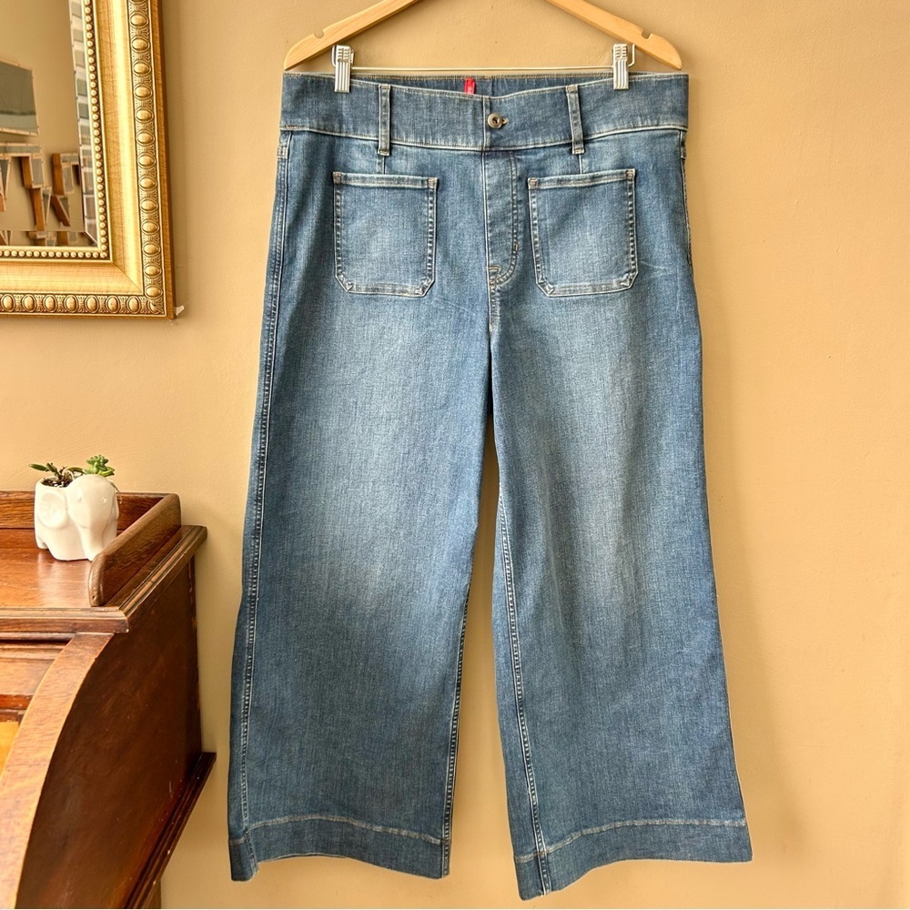 Spanx Cropped Wide Leg Jeans with Patch Pockets Sailor Pull On Size 1X - Picture 2 of 12